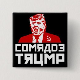 Trumpknapp: "COMRADE TRUMP" (svart) Knapp