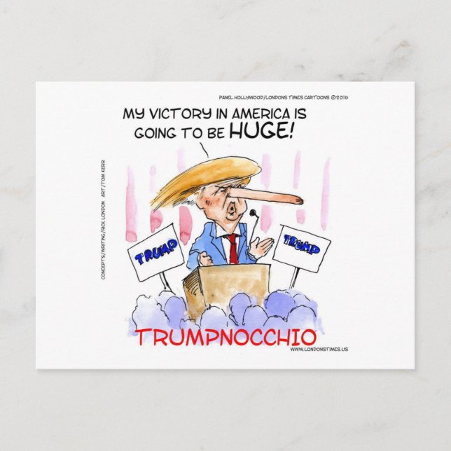 Trumpnocchio Funny Donald Trump-objekt Vykort (Framsida)