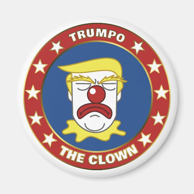 Trumpo Clown - Donald Trump-Tecknaden Magnet (Framsidan)