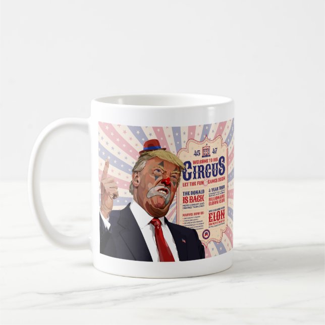 Trump's Clown Show Circus - Vintage affisch Design Kaffemugg (Vänster)