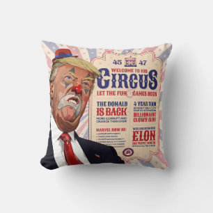 Trump's Clown Show Circus - Vintage affisch Design Kudde