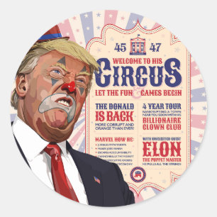 Trump's Clown Show Circus - Vintage affisch Design Runt Klistermärke