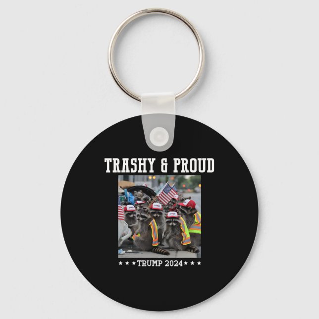 Trumps Supporters Garbyge Raccoon Trashy And Proud Nyckelring (Framsida)