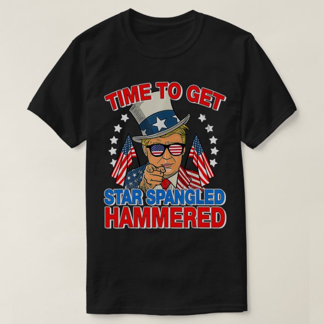 Trumptid för att få stjärnan spridd i hammered 4:e t shirt (Design framsida)