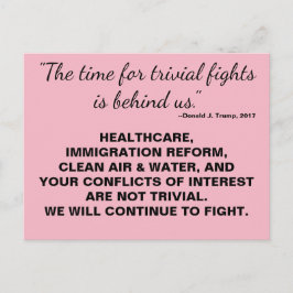 Trumptiden för triviala strider är över motståndet vykort