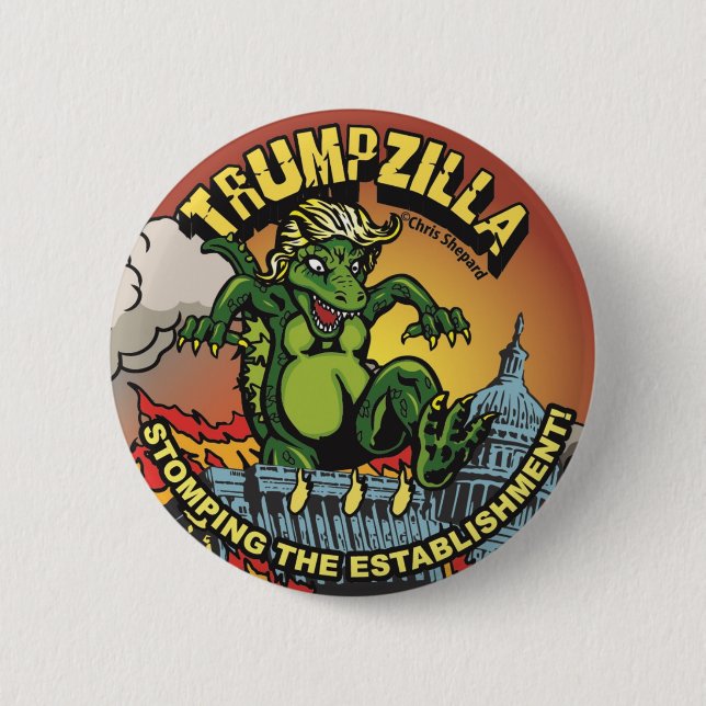 Trumpzilla! Godlizard Politisk Trump Pin Dinosaur Knapp (Framsida)