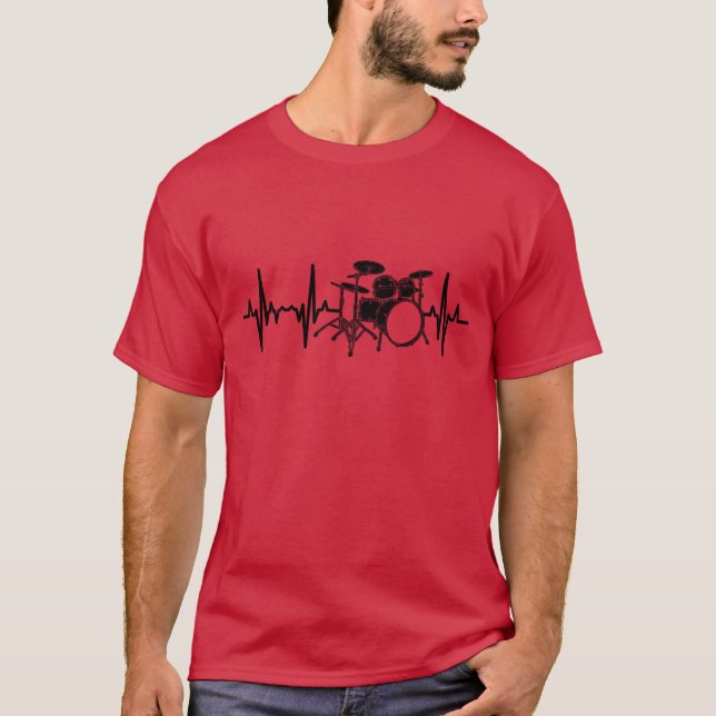 Trumset Puls Linje vän T Shirt (Framsida)