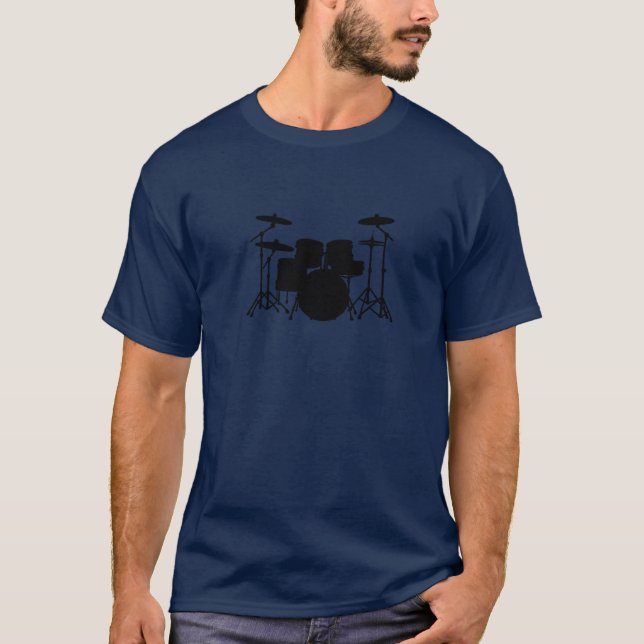 Trumset Silhuett Trummis Grafisk T-Shirt Design (Framsida)