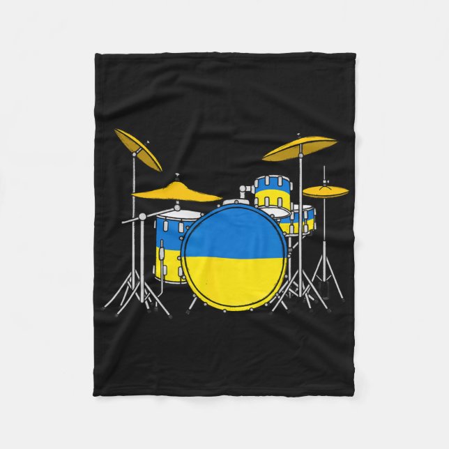 Trumset Ukrainsk Flagga Ukraina Trummis Musiker  Fleecefilt (Framsidan)
