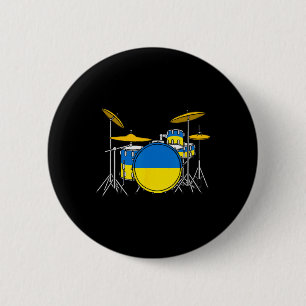 Trumset Ukrainsk Flagga Ukraina Trummis Musiker  Knapp