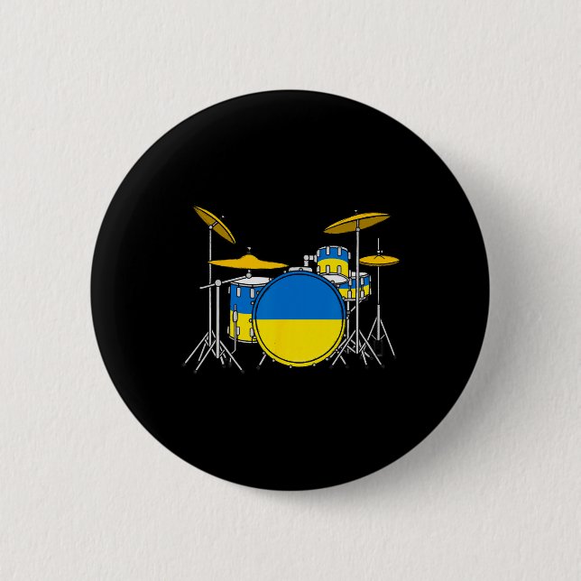 Trumset Ukrainsk Flagga Ukraina Trummis Musiker  Knapp (Framsida)