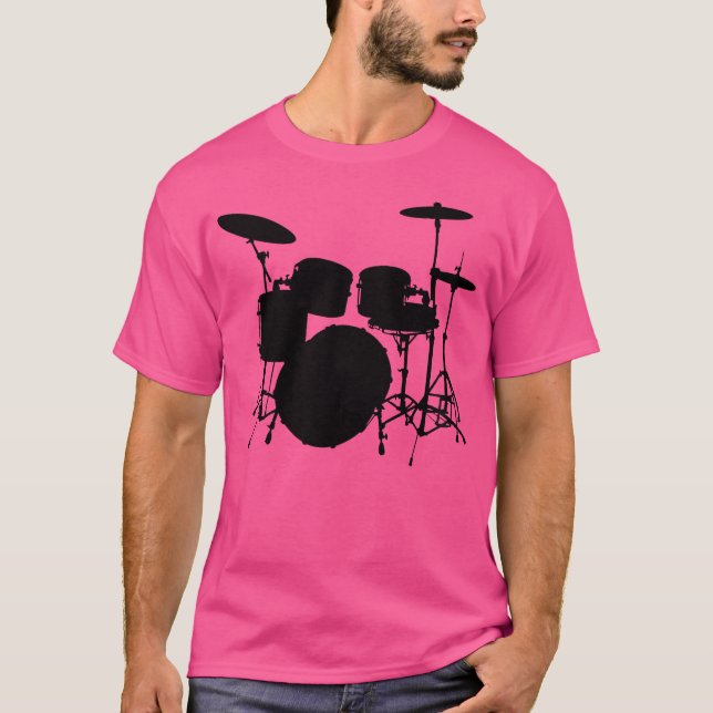 Trumsetdesign med cymbaler snaredtrumma basstrumma t shirt (Framsida)