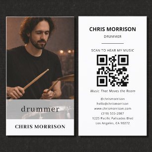 Trumslagare Musiker QR-kod Foto Visitkort