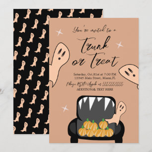 Trunk a Treat Halloween Ghost-inbjudan Inbjudningar