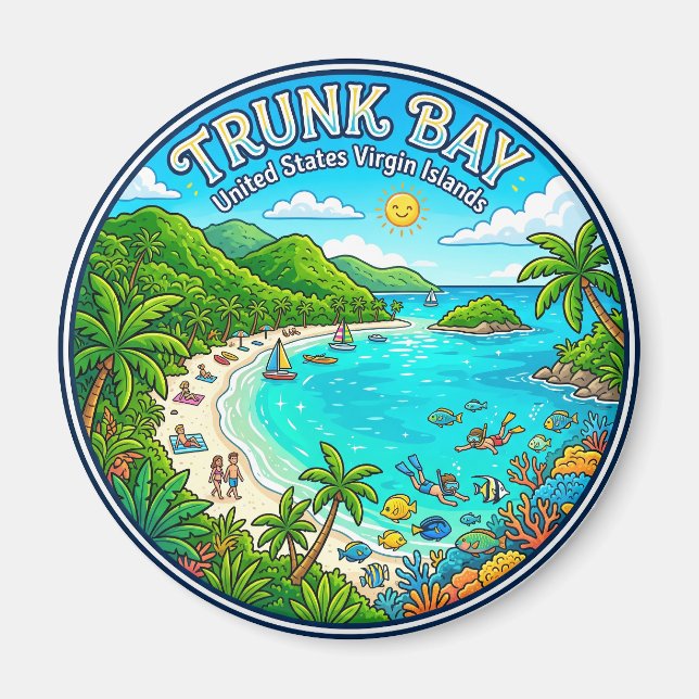 Trunk Bay Amerikanska Jungfruöarna Magnet (Framsidan)
