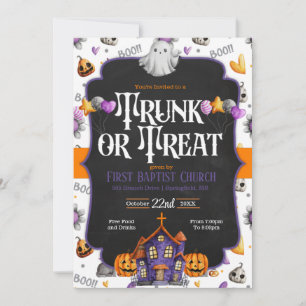 Trunk eller Treat Church Halloween-inbjudan Kort