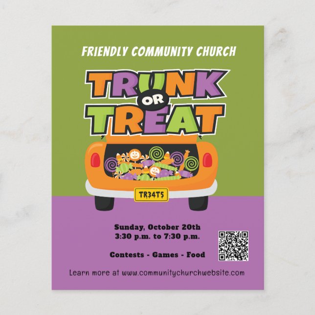 Trunk eller Treat Halloween Banner Flygblad (Framsidan)