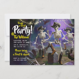 Trunk eller Treat Halloween Dance Party, Skeletons Inbjudningar