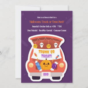 Trunk eller Treat Halloween Inbjudningar