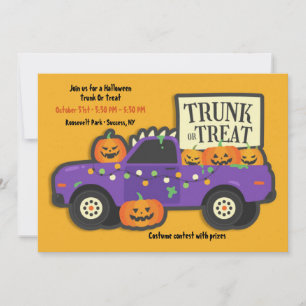 Trunk eller Treat Halloween Inbjudningar