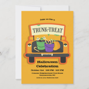 Trunk eller Treat Halloween Inbjudningar