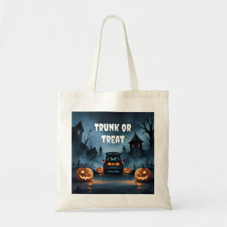 Trunk eller Treat Halloween Tote Bag för barn & Fa Tygkasse