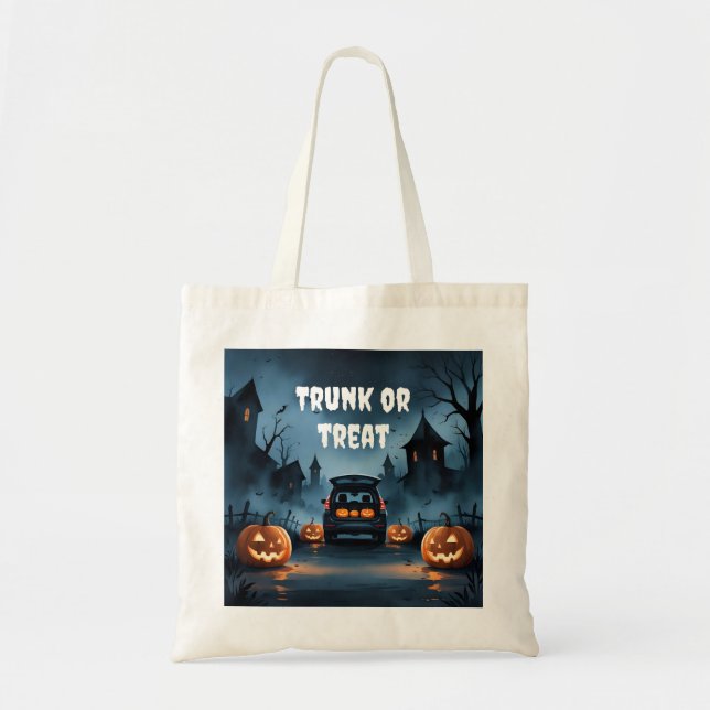 Trunk eller Treat Halloween Tote Bag för barn & Fa Tygkasse (Framsidan)