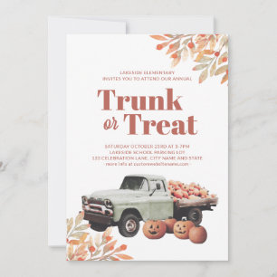 Trunk eller Treat Halloween Watercolor Pumpkin Las Inbjudningar