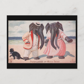 Trunk loads of merry tales - elephants postcard vykort