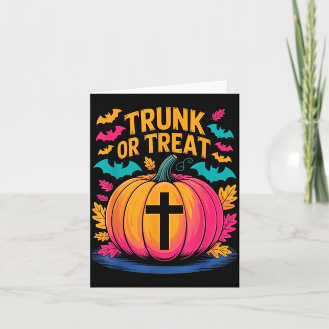 Trunk Or Treat Halloween Costume Christian Pumpkin Kort (Framsida)