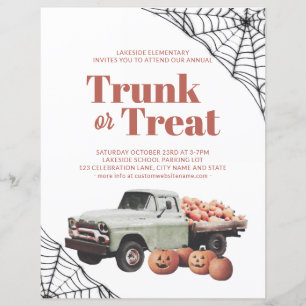 Trunk or Treat Halloween-pumpa Spindelnät Flyer