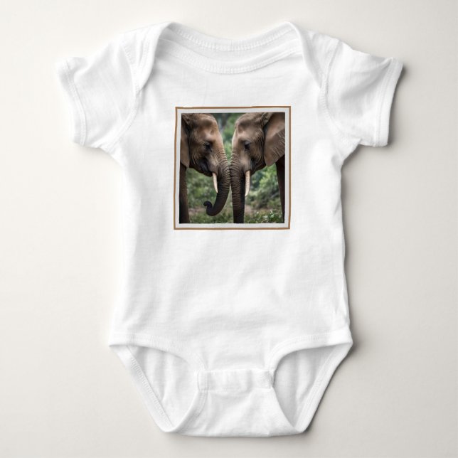 "Trunk to Trunk: A Gentle Elephant Embrace" T Shirt (Framsida)