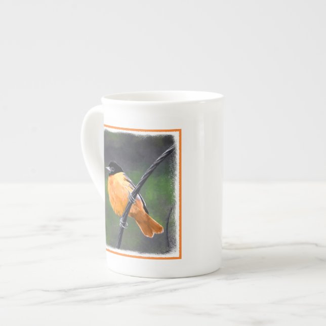 Trupialmålning - Original fågelkonst Benporslin Mugg (Framsida vänster)
