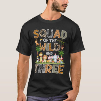 Trupp Av De Vilda Tre 3E Födelsedags Safari Djunge T Shirt