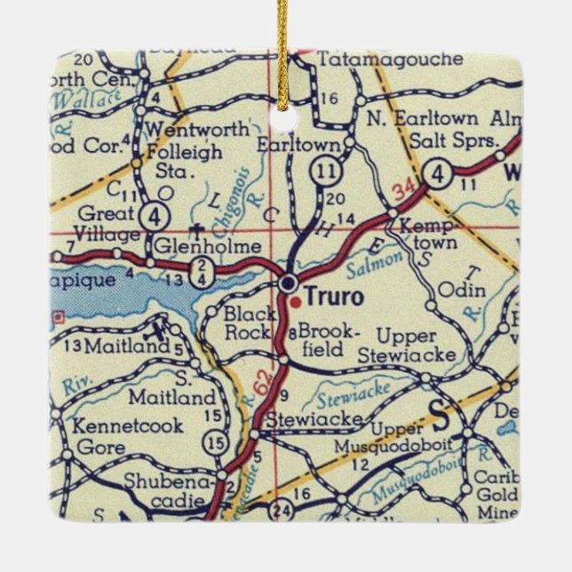 Truro Nova Scotia Vintage Karta Julgransprydnad Keramik (Baksida)