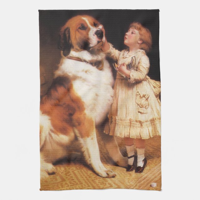 Trust av Charles Burton Barber, Saint Bernard Hund Kökshandduk (Vertikal)