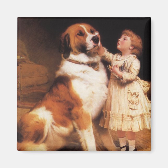 Trust av Charles Burton Barber, Saint Bernard Hund Magnet (Framsidan)