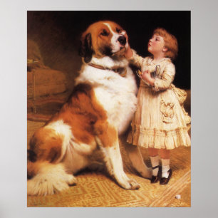 Trust av Charles Burton Barber, Saint Bernard Hund Poster