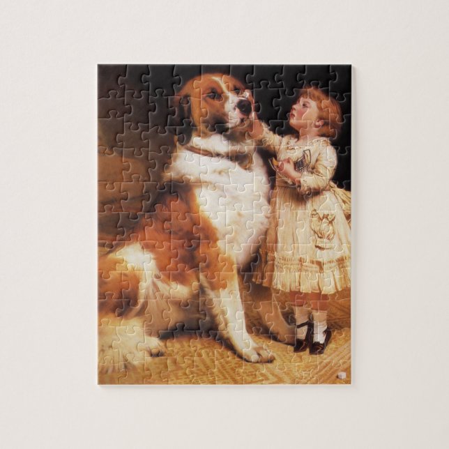 Trust av Charles Burton Barber, Saint Bernard Hund Pussel (Vertikal)