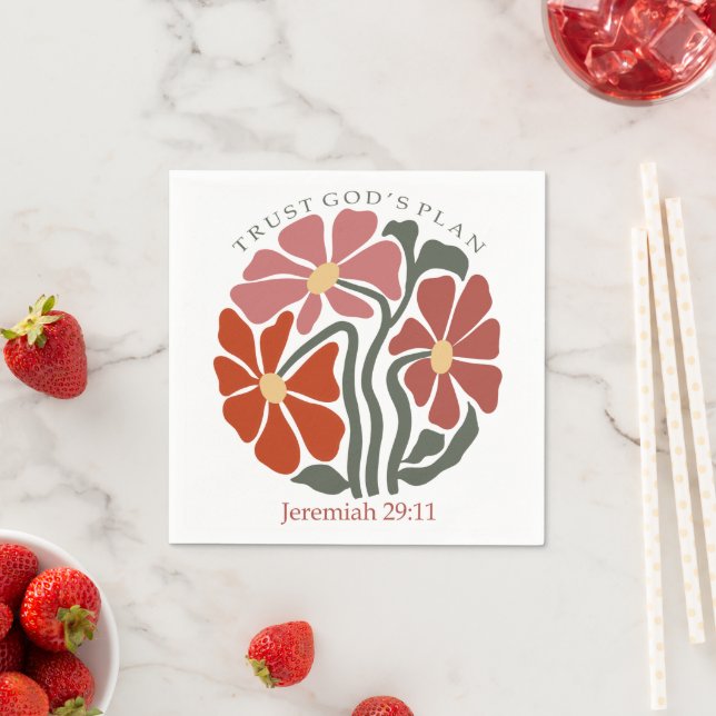 Trust Gudplan Bible Verse Wildblomma Pappersservett (Insitu)
