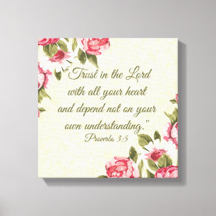 "Trust in Lord" Proverbs med Rosa ros Canvastryck