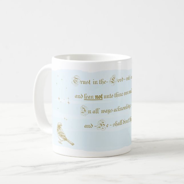 Trust in the Lord Proverbs Calligraphy Mug Kaffemugg (Framsida vänster)