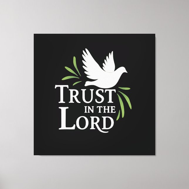 Trust in the Lord White Dove Christian Flat Cards Canvastryck (Framsida)