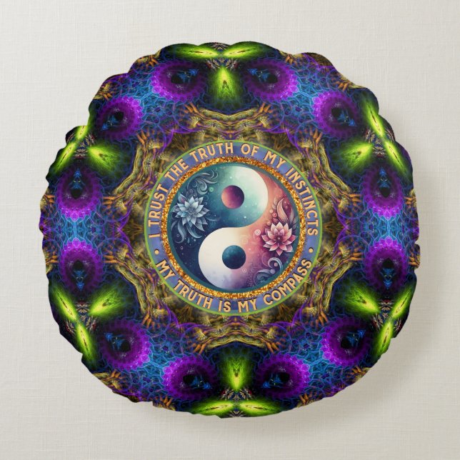 Trust Instincts Growth Compass Direction Inspire Rund Kudde (Framsidan)