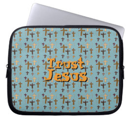 “Trust Jesus” With Crosses Christian Themed Laptop Fodral