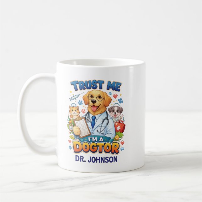 Trust Me I'm A Dogtor | Funny Veterinarian  Kaffemugg (Vänster)