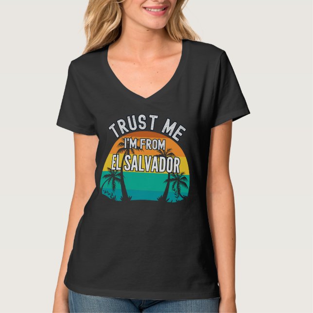Trust Me I'm From El Salvador Tropical Trees Vinta T Shirt (Framsida)
