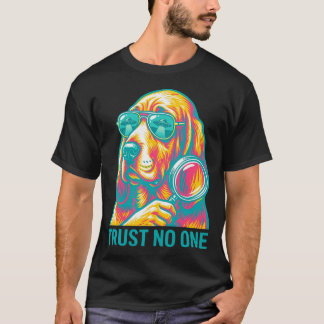 Trust No One Hound Dog Detective Alien Ufo Block T Shirt