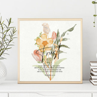 Trust-ordspråk 3:5-6-Orangars blommigt Poster