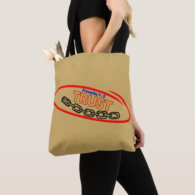 Trust (ordspråk 3:5) ToteBag Tygkasse (Närbild)